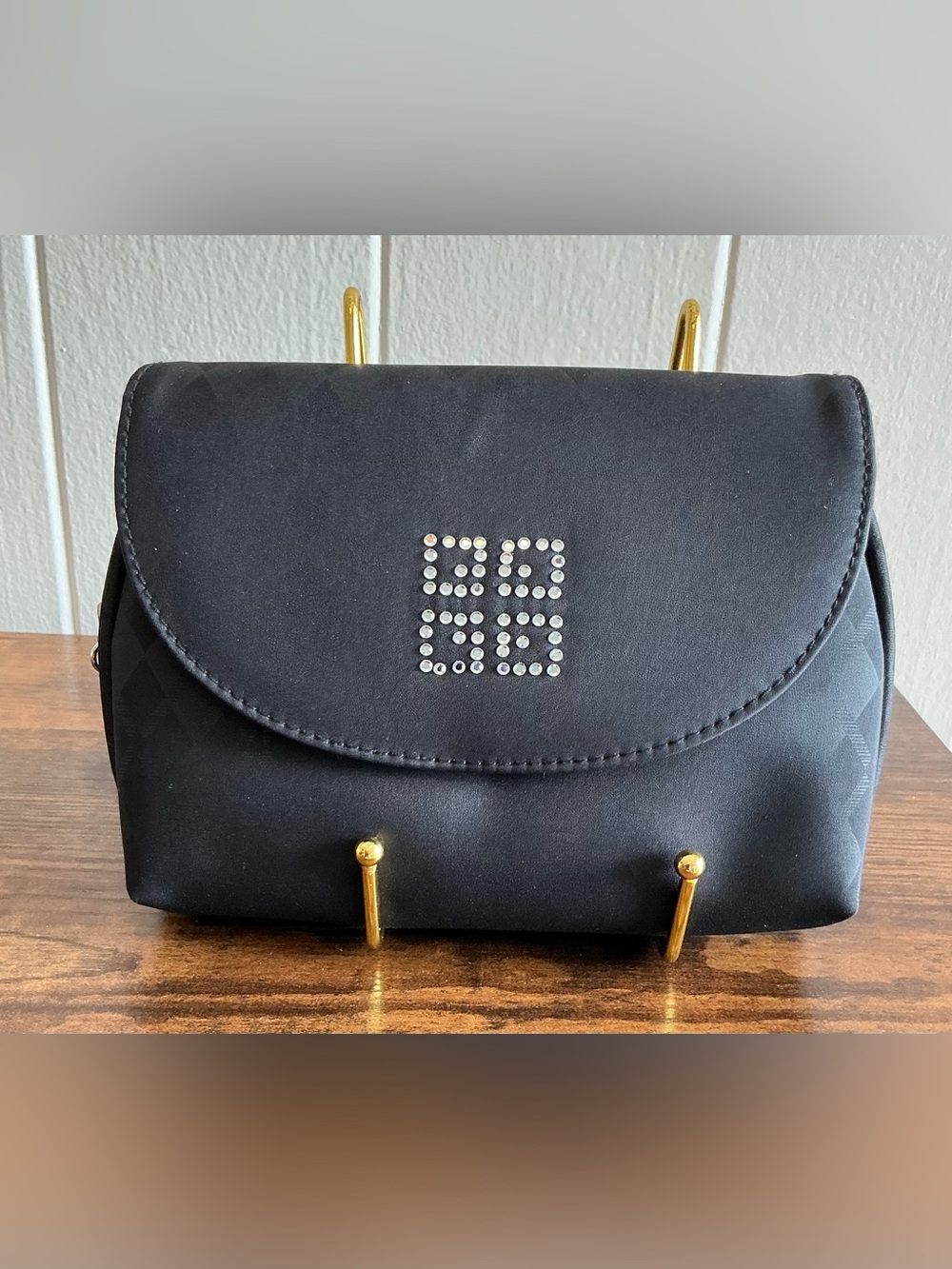 A vintage GWP Givenchy Parfums crystal-embellished makeup pouch/clutch Bag